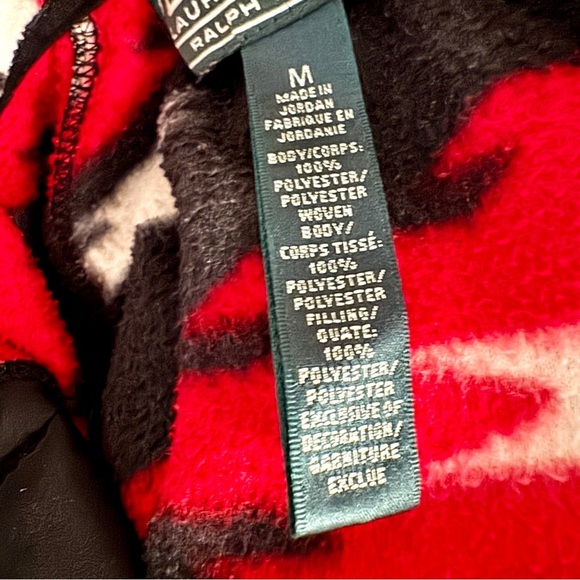 Lauren Ralph Lauren Active Black Red Aztec Western Fleece Quilted Zip Jacket M - Picture 8 of 9